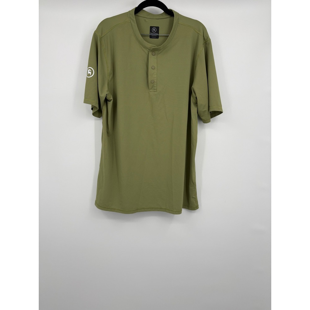Backcountry Men's Henley Shirt Olive Green Short Sleeve Performance Golf Size L